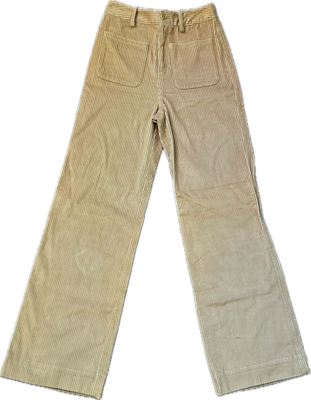 Ulla Johnson Boho High Waist Wide Leg Patch Pocket Corduroy Trousers in Fawn
